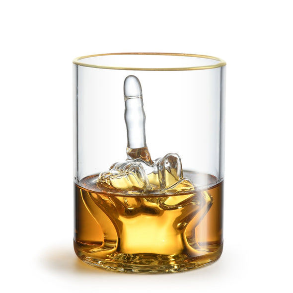 Middle Finger Funny Whiskey Glass