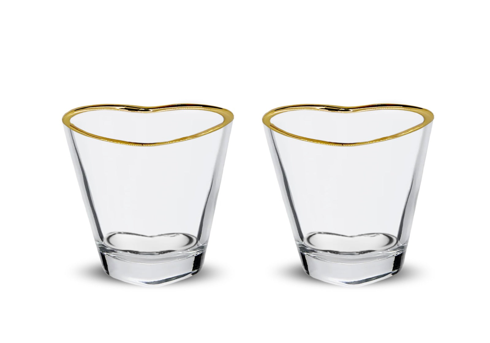 Heart Shaped Shot Glasses with Gold Rim 2 Pack, Korean Soju Shot Glass –  The Diamond Glassware